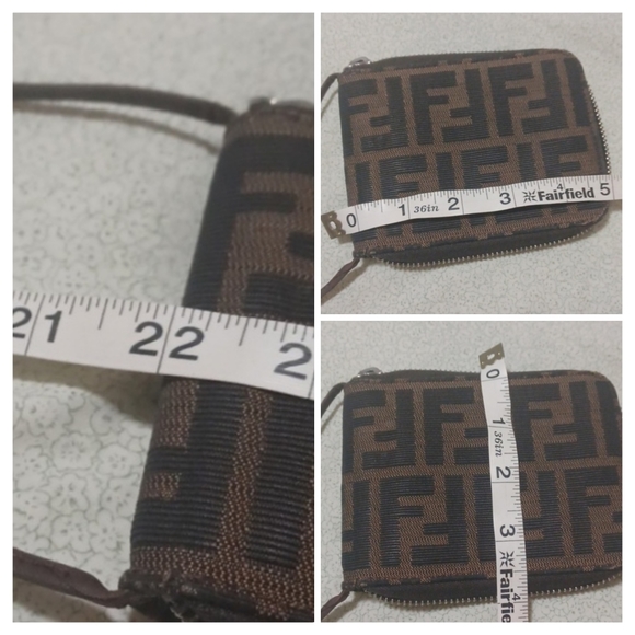 Authentic FENDI Vintage Zucca Pattern Short Wallet with Crossbody strap - Picture 14 of 15